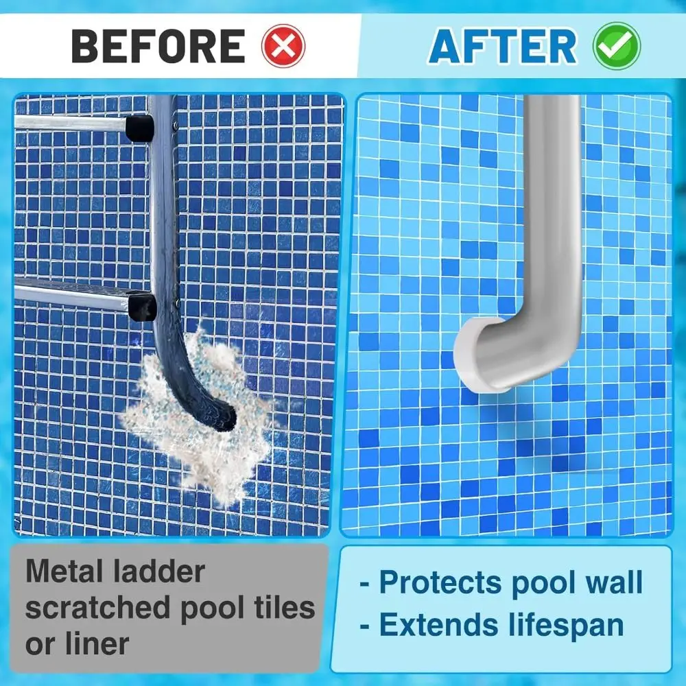 

New Rubber Pools Ladder Bumpers Fit 1.9" Standard White Pools Ladder Caps End Plugs Inground Pools Ladder