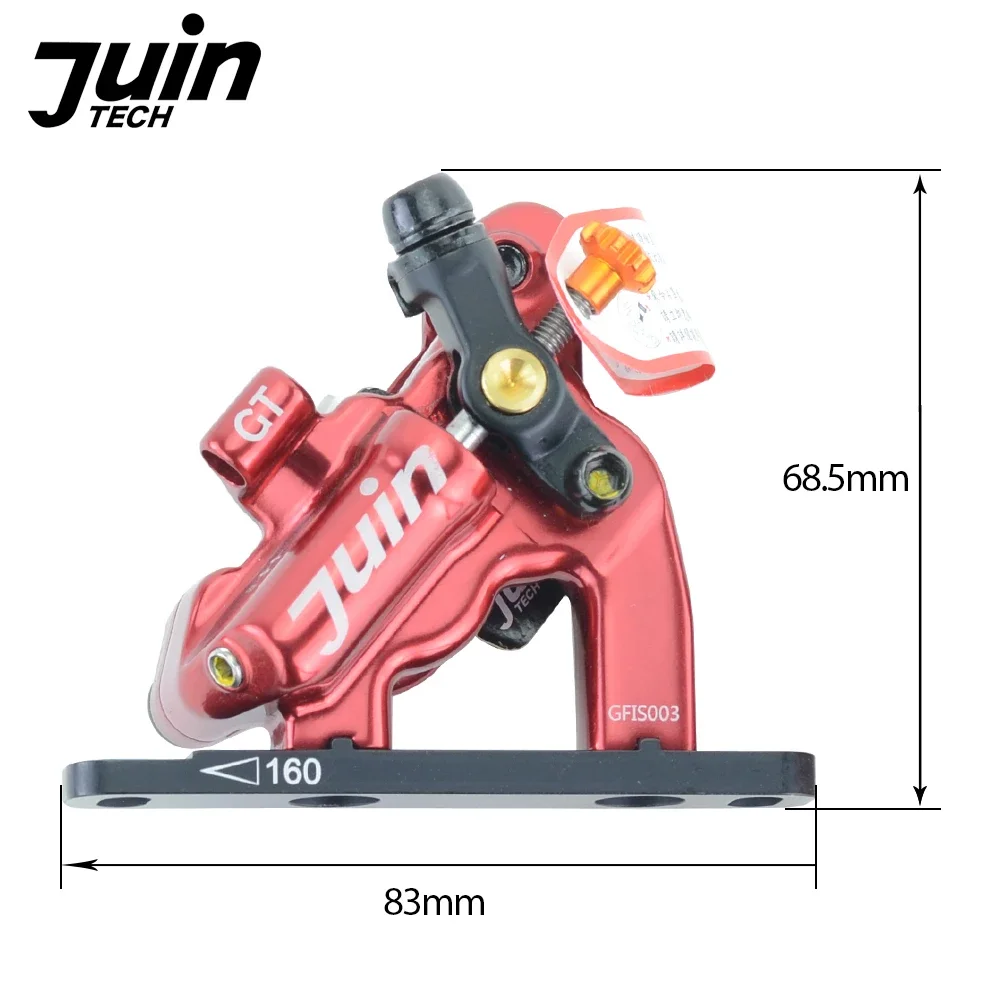 Juin Tech GT-F Line Pull Hydraulic Disc Brake caliper Road Disc CX Gravel 160mm GT F 4 Piston Flat mount Black Silver Red