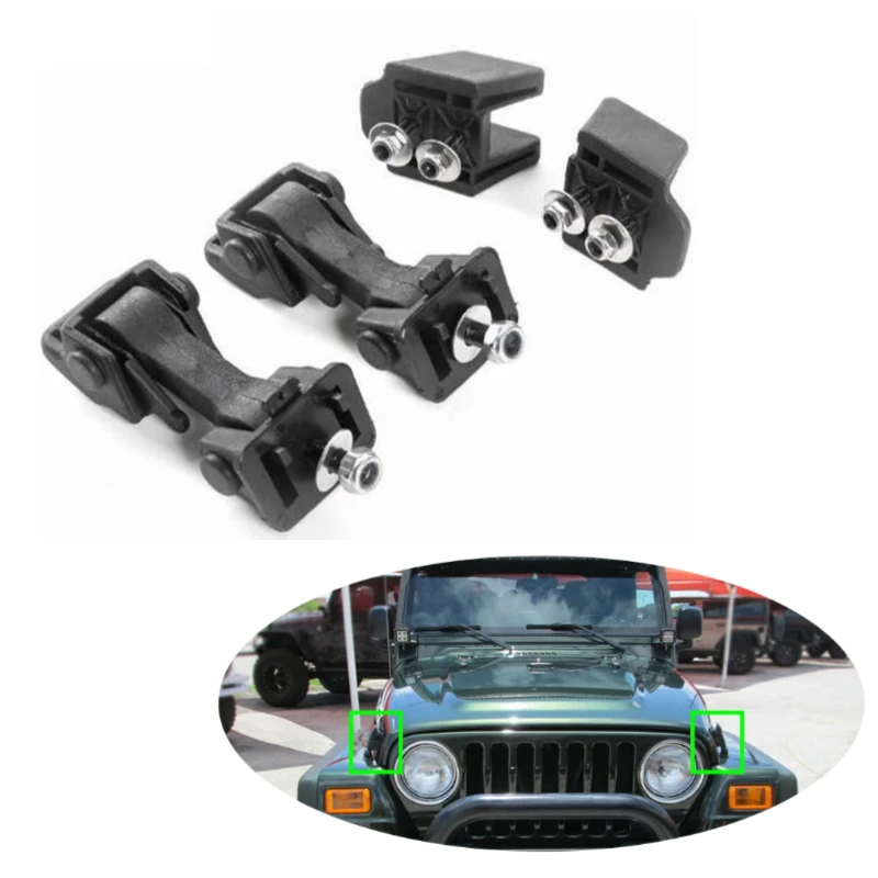 

Black Car Engine Lock Front Hood Latch Catch Cover For Jeep Wrangler TJ 1997-2006 Auto Exterior Parts Latches Buckle Bracket