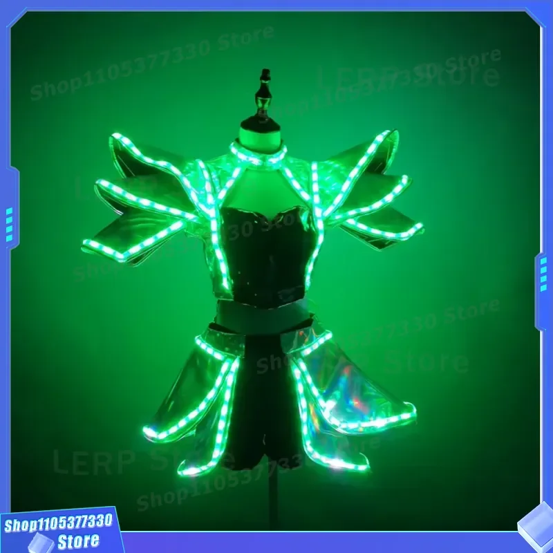 Rechargeable LED Party Dress Remote Control Glowing Nightclub Wear Sexy Prom Gown Innovative Design Light Up Clothing for