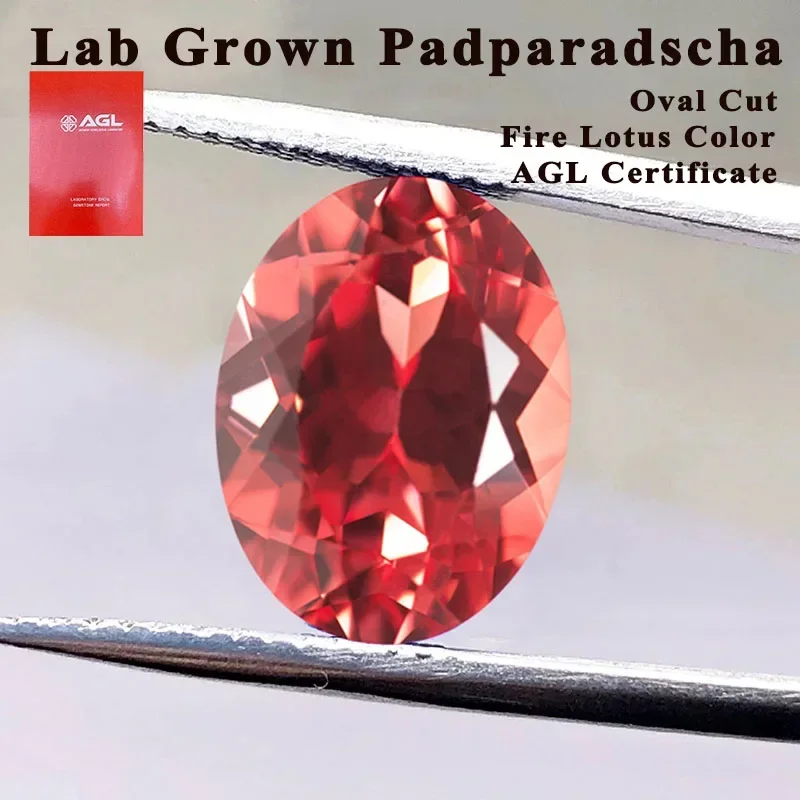 

Высококачественное выращенное в лаборатории Padparadscha овальной огранки цвета огня лотоса DIY подвески кольцо ожерелье основные материалы на выбор сертификат AGL