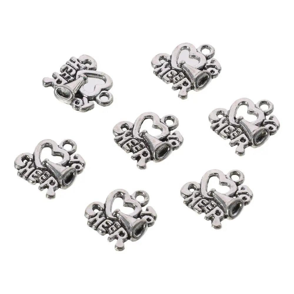 50 قطعة شكل قلب معدني يهتف القرن السحر 17x16 مللي متر أنا القلب ل يهتف الحب يهتف المعلقات الشظية الرياضة مكبر الصوت المعلقات