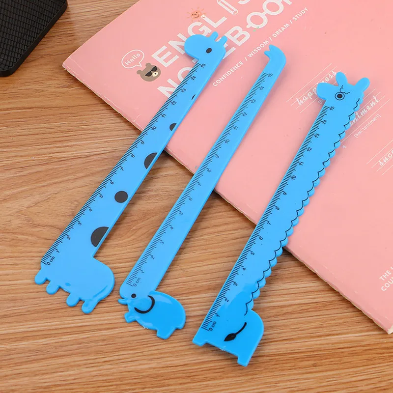 1/3Pcs Creative Stationery Cartoon Animal Giraffe Ruler Cute Student Children's Environmental Friendly Plastic Ruler