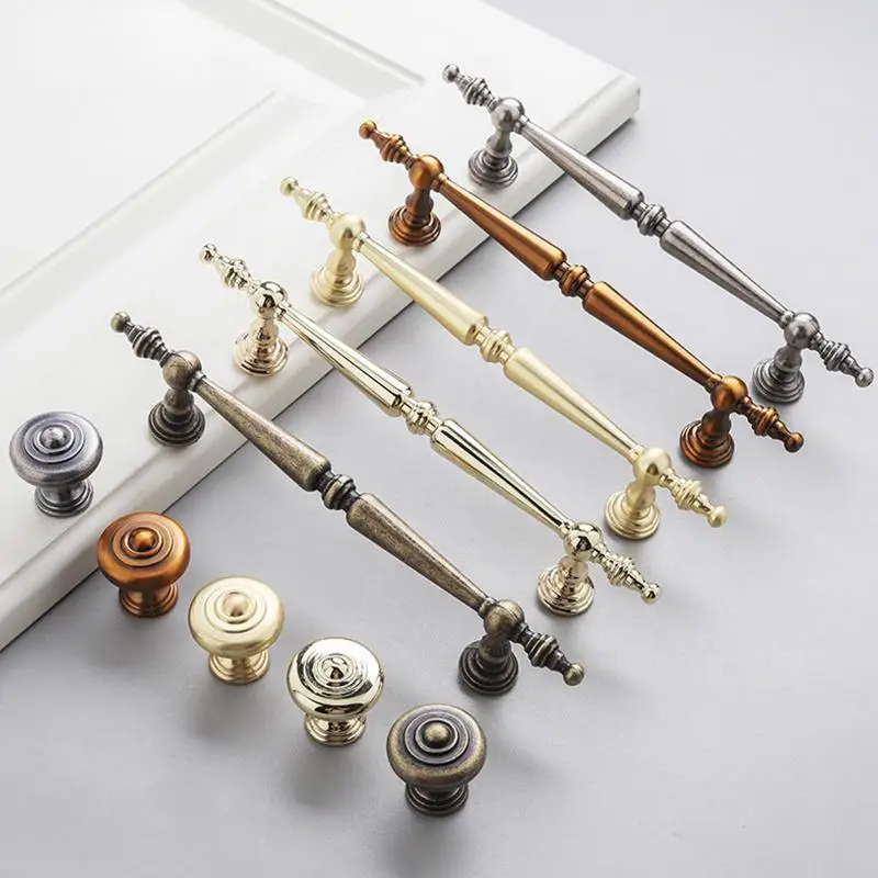 1Pcs Single-Hole Drawer Knob Aluminum Alloy Cupboard Handle Vintage Furniture Handle French Cabinet & Wardrobe Door Pulls