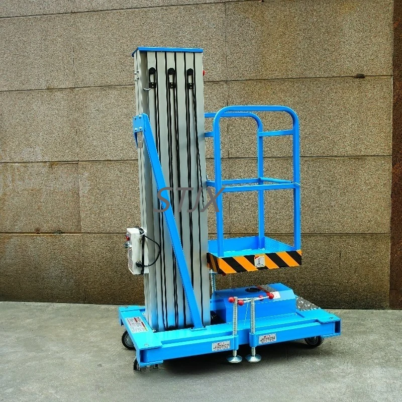 

Single Mast Mobile Electric Lift Aluminum Alloy Small Lifting Platform Indoor Ladder Decoration