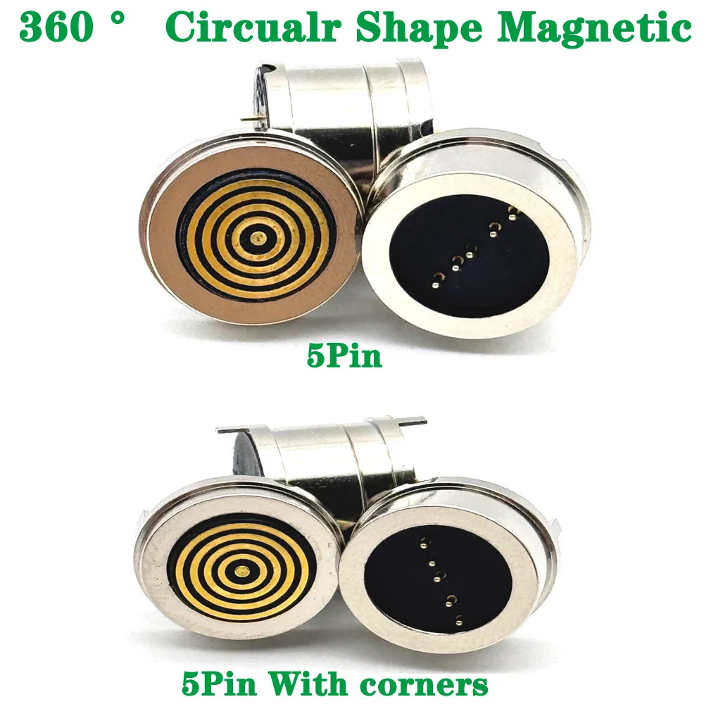 

360 ° Circualr Shape Magnetic Pogo Pin Connector 5Pin With corners Male Female Probe 24V 2A DC Power Charging Socket Connectors