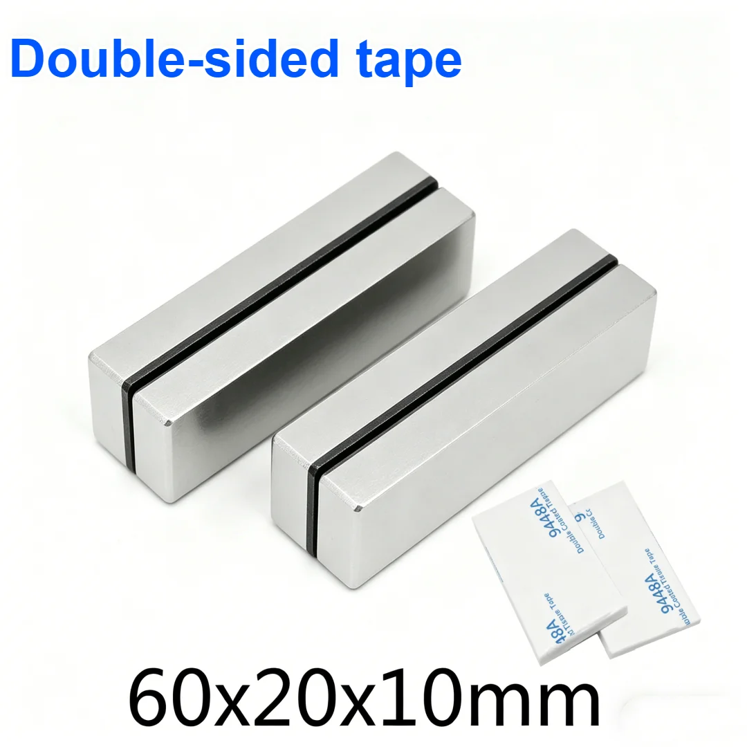 Heavy Duty Neodymium Self Adhesive Magnetic Tape 40×20×6 50×20×5 60×20×10 Double Sided Magnets For Home DIY & Office Arrangement