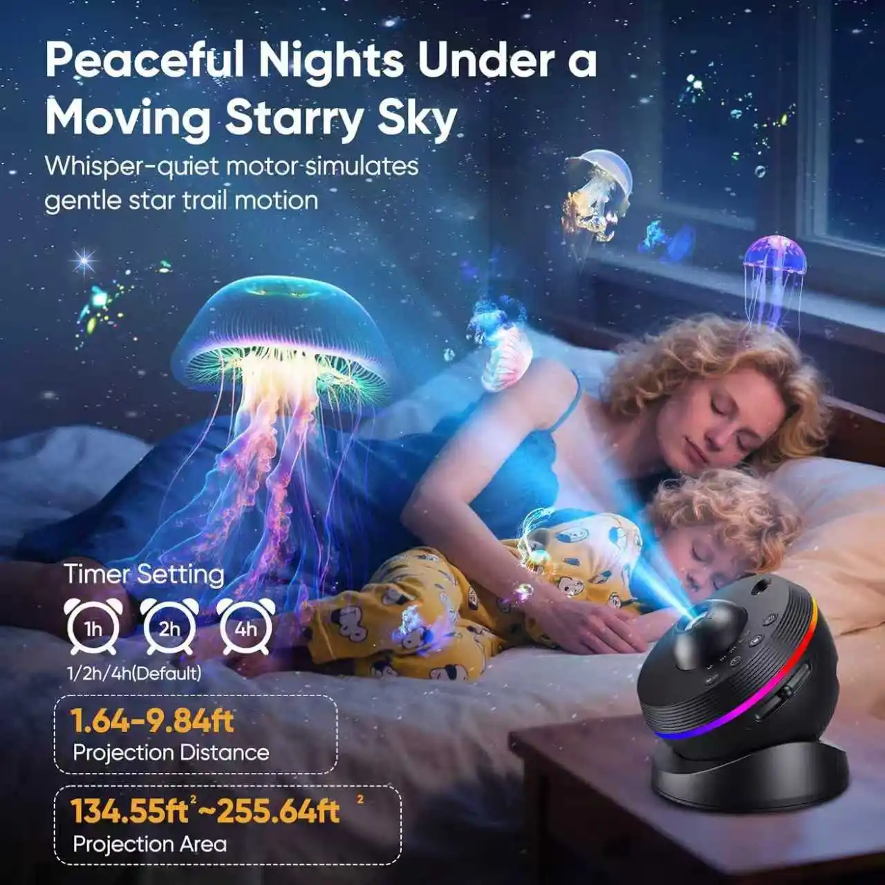 القبة السماوية غالاكسي العارض 13 في 1 ستار ضوء العارض النجوم النوم ضوء الليل مع النيزك الديناميكي 4K Hd والإسقاط الكبير