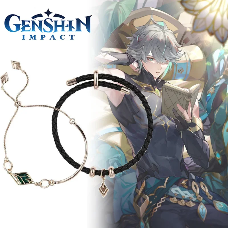 

Игра Genshin Impact Alhaitham, ожерелье для косплея, браслет, ювелирные изделия в виде листьев, кулон, полный комплект, колье-цепочка, браслет, реквизит для Хэллоуина