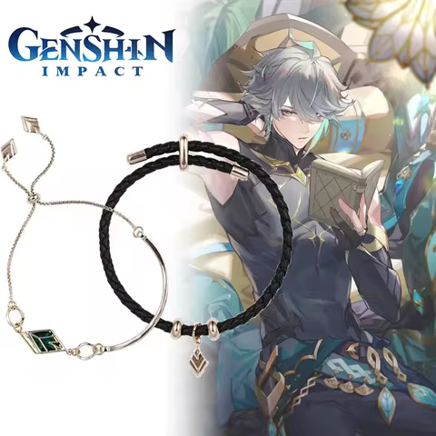 Game Genshin Impact Alhaitham Cosplay Necklace Bracelet Leaf Jewelry Pendant Full Set Choker Chain Bangle Halloween Party Props