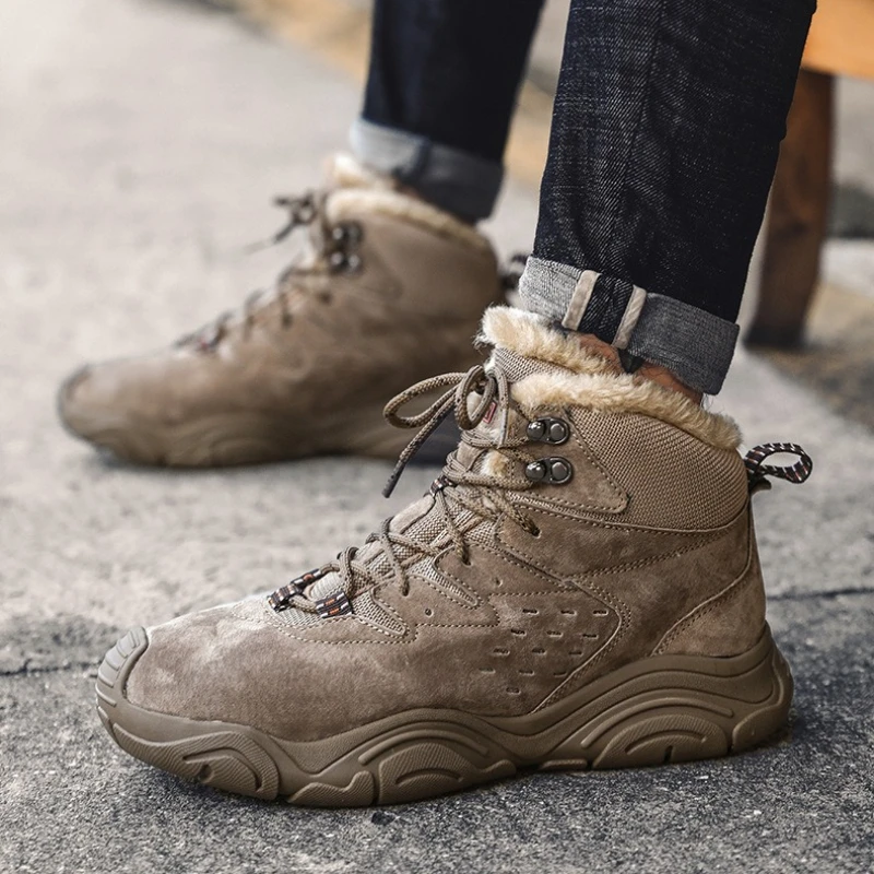 

Осенне-зимние мужские ботинки из натуральной кожи, морозостойкие зимние ботинки для мужчин, нескользящая утолщенная теплая мужская обувь, мужские кроссовки