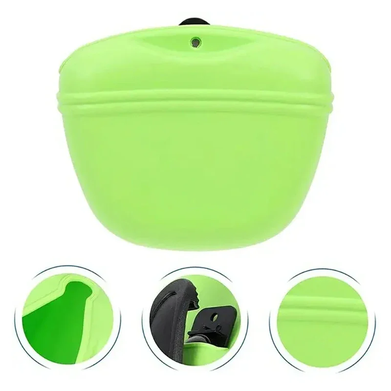 Manufacturer Silicone Pet Dog Training Waist Bag Portable Food Reward Storage Bag Puppy Snack Bag with Magnetic Clip Pet Outing