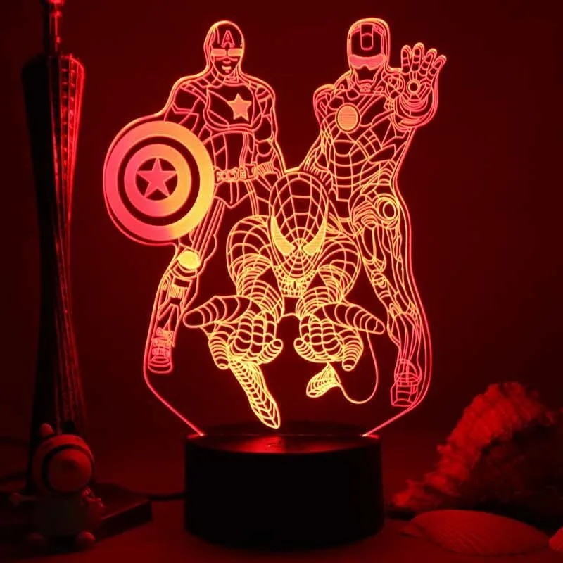 Marvel spider man cartoon animation bedroom bedside night light night sleep atmosphere lamp high-looking desktop ornaments