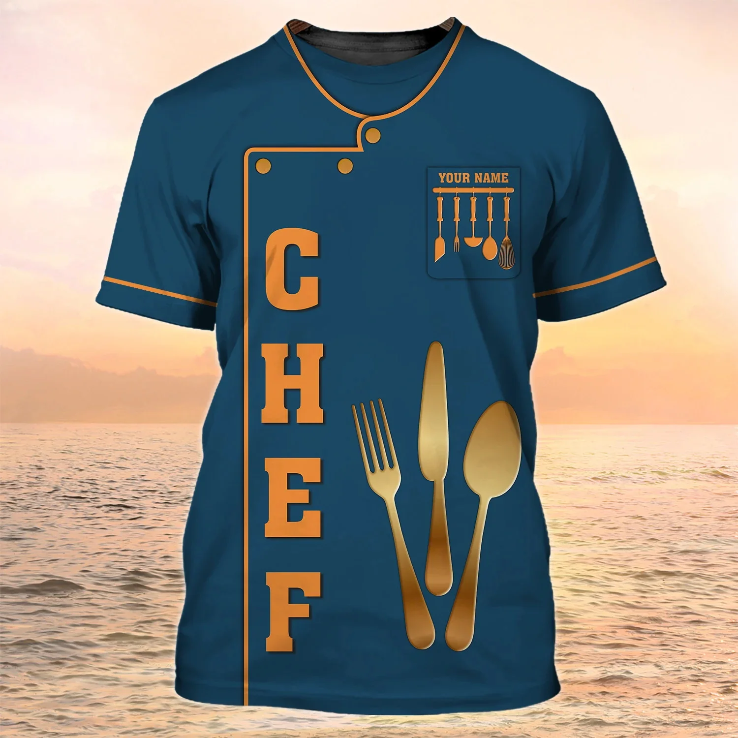 PLstar Cosmos Newest Summer Men's T-shirt Chef Personalized Name 3D Printed t shirt Unisex Casual Tops Gift For Chef DW162 image 3