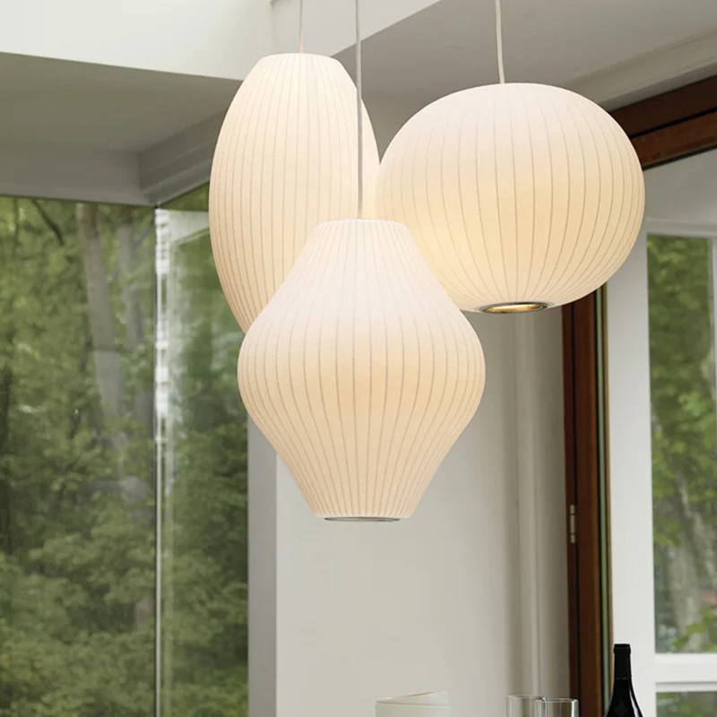 Imitation Silk Fabric Pendant Light Japanese Wabi-Sabi Style for B&B Living Room Restaurant Tea Room Bar Designer Chandelier