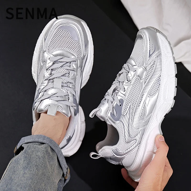 SENMA أحذية رياضية رجالية زوجين الترفيه احذية الجري غير مرئية زيادة عادية متعددة الاستخدامات تنفس سميكة القاع أبي الأحذية