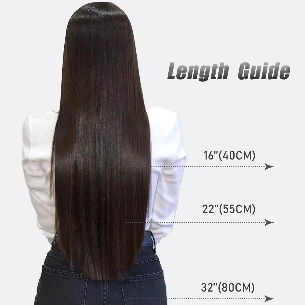 Synthetic No Clip Invisible Wire Hair Extensions Black Blonde Long Straight One Piece Hairpiece Hair Extension Hairstyle