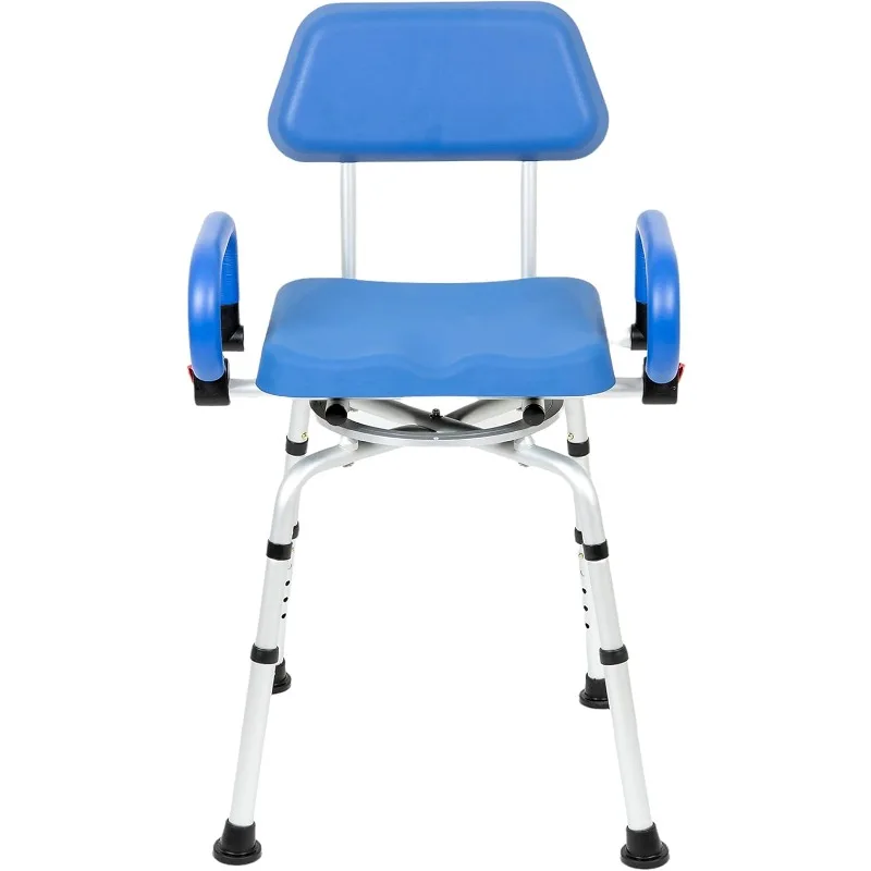 Swivel Pivoting Shower Chair for Bathtub and Shower with Padded Seat, Back and Arms, and Adjustable Height , Blue