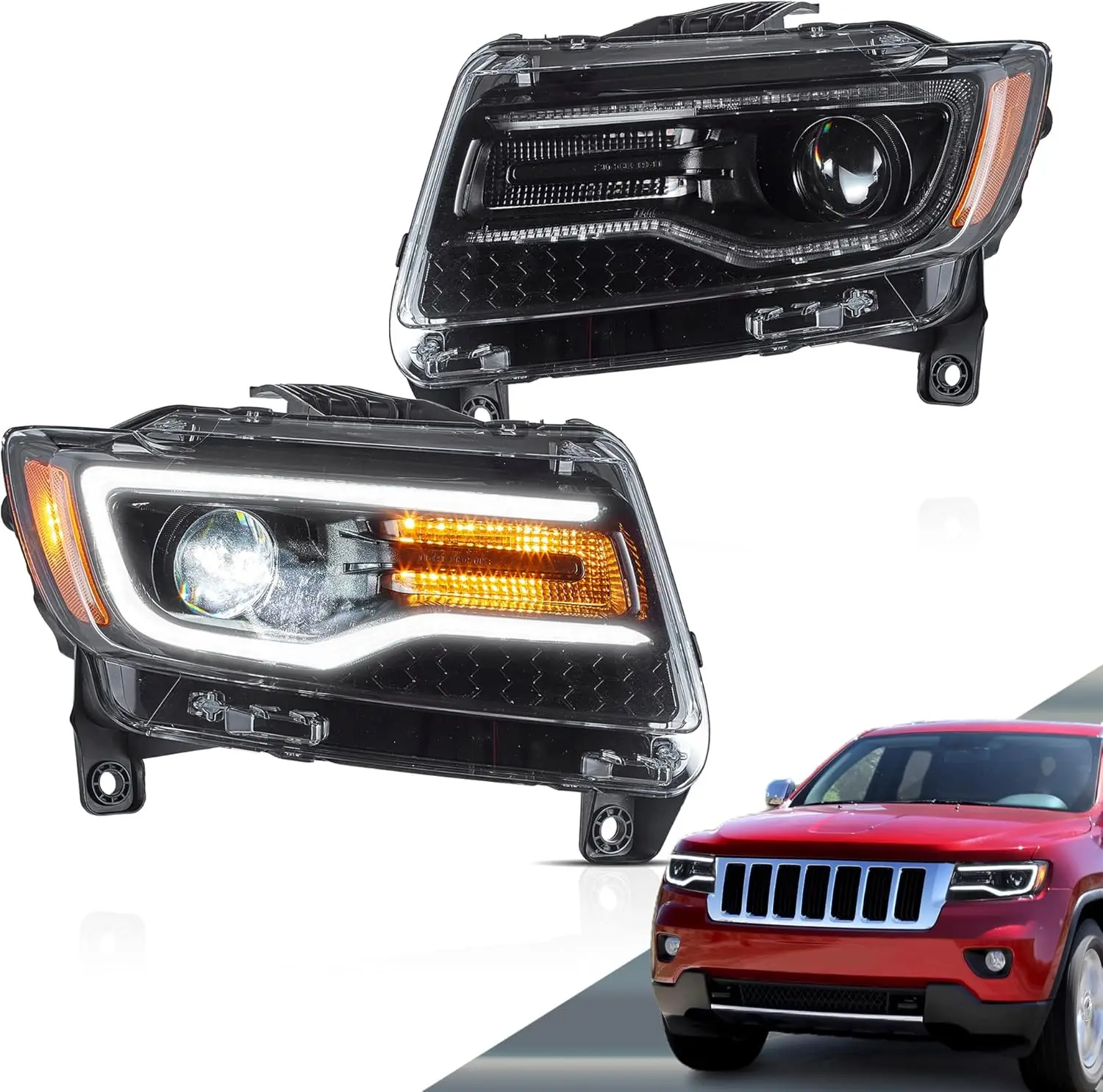 

Светодиодные фары проектора подходят для 4-го поколения всех моделей Jeep Grand Cherokee WK2 2011-2013, передние фары с анимацией при вводе в эксплуатацию DRL w/Am