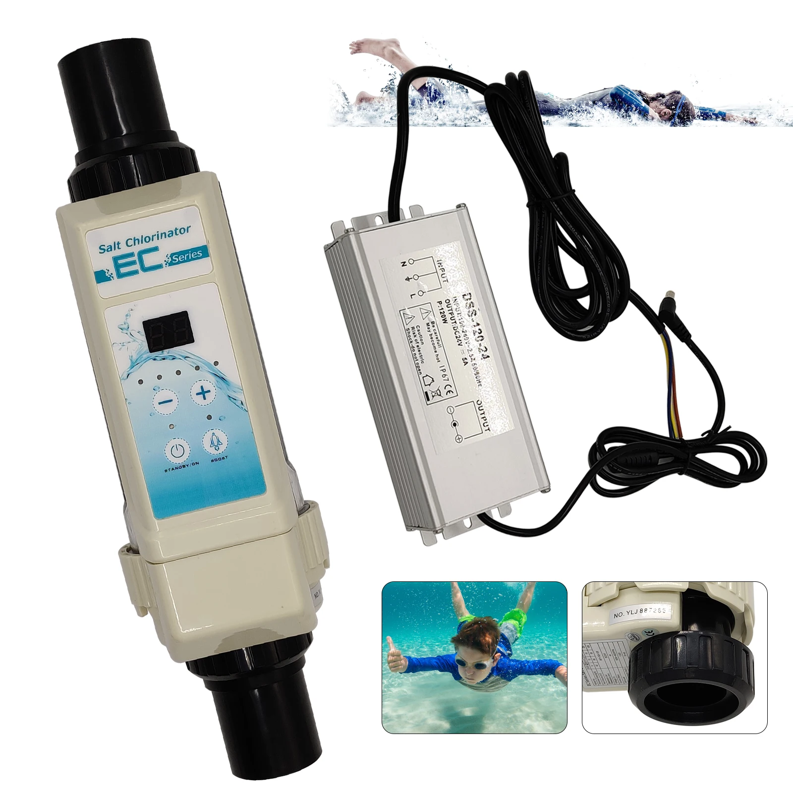 8G/H Salt Water Chlorinator Chlorine Generator System Spa For≤40m³ Swimming Pool