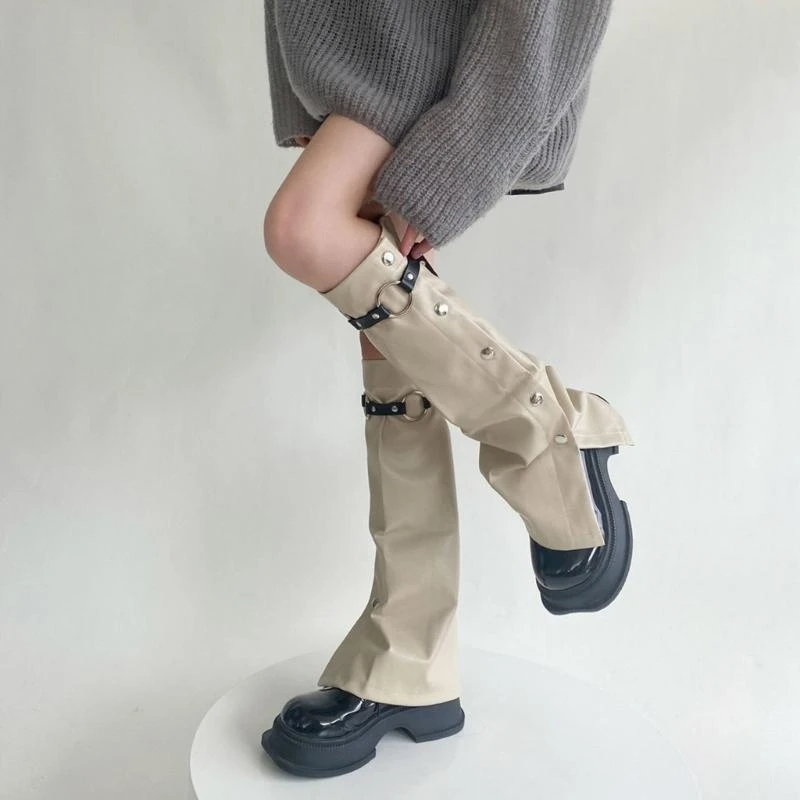 

Длинные носки из искусственной кожи в стиле рок-панк для женщин, готические носки в стиле Харадзюку, средние носки-трубы, 15UB