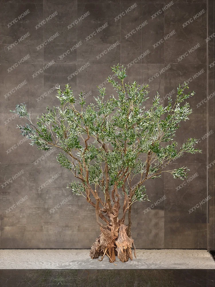 Simulation Olive Tree Large Plant Tree Green Plant Floor Fake Trees Dried Root