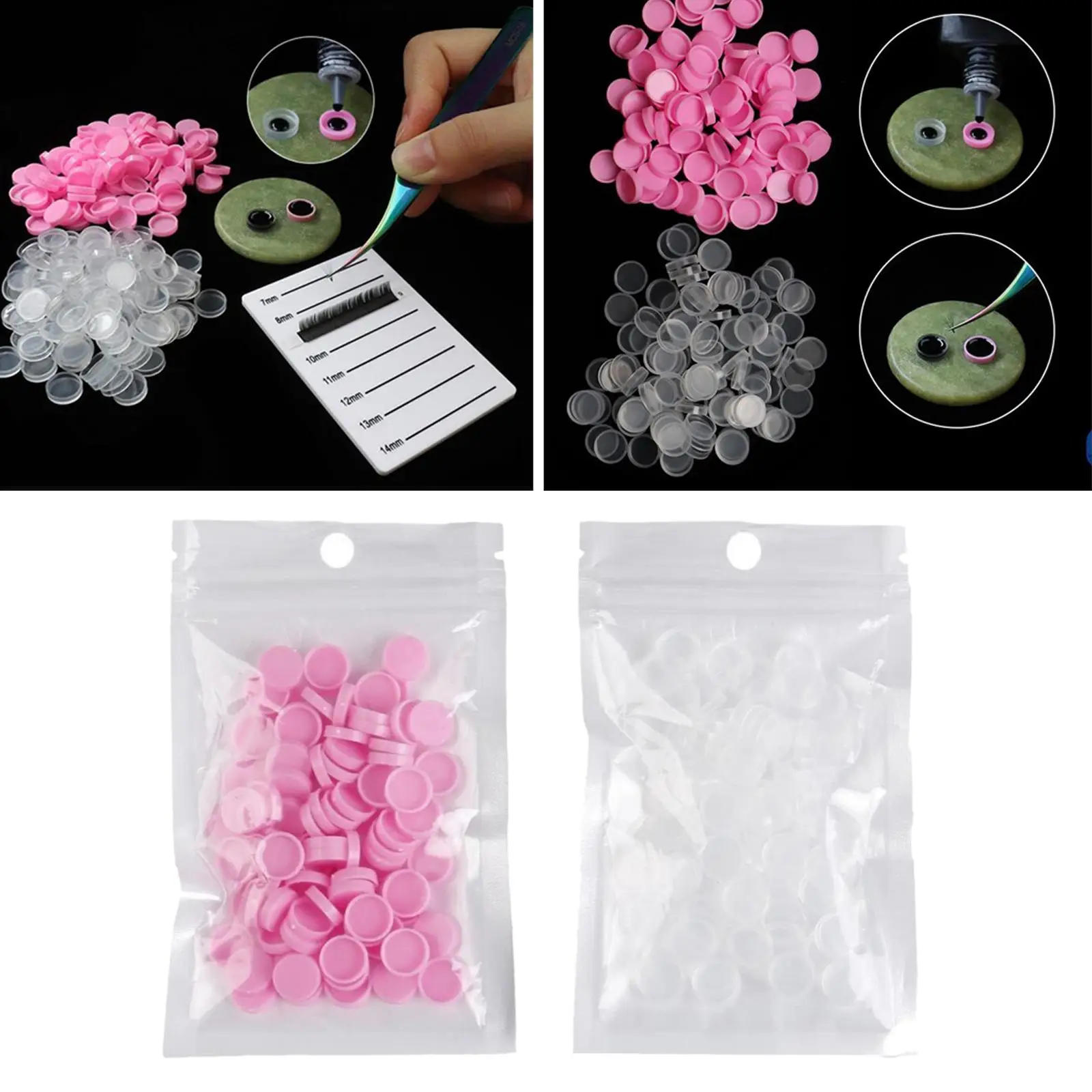 QTY:100 Extensions Adhesive Glue Pigment Cups Pallet Lash Stand