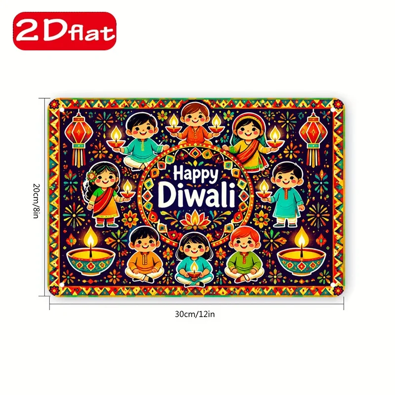 CIFBUY Vintage Diwali Aluminum Wall Art Metal Sign Waterproof Wear Resistant Tin Plaque for Home Living Room Bedroom Office Deco
