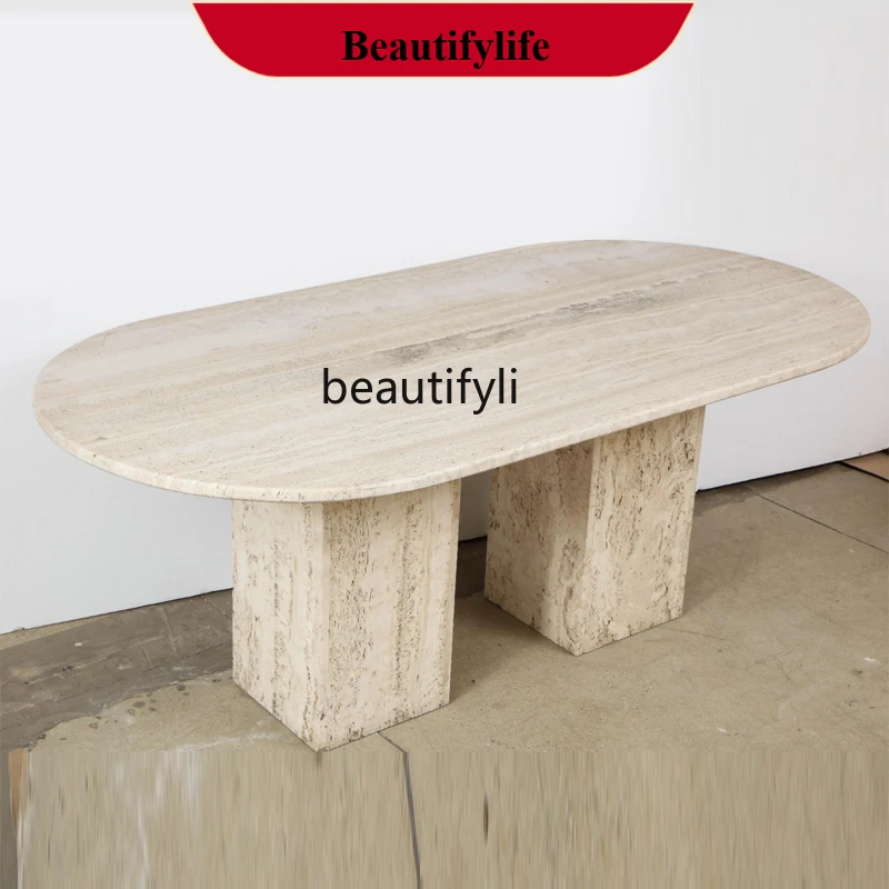 

Retro travertine coffee table natural material stone table old coffee table, dining table Japanese style G1218