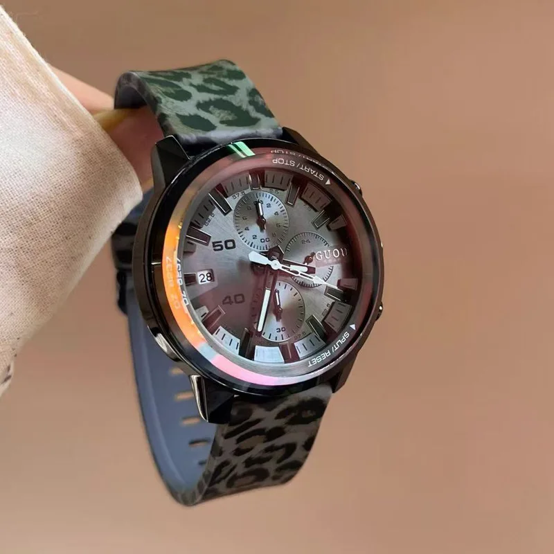 

Elegant Women'S Watch With Silicone Multi-Functional Strap, Large Dial, Chronograph, Sports Watch, Calendar, Quartz Wristwatch.