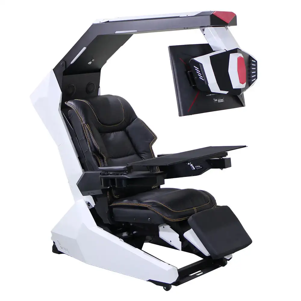 Comfortable Luxury Recline Workstation Chair Computer Cockpit With Massage Speaker Star Ceiling RGB High Back Imperator Works view 3