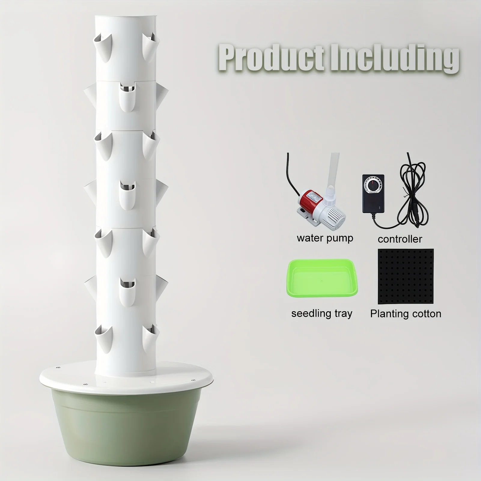 برج مائي عمودي، نظام مائي داخلي مع خزان مياه، مجموعة زراعة الخضروات مكونة من 7 طبقات و28 فتحة، برج إنتاج مائي للبستنة العمودية، مناسب للاستخدام المنزلي والخارجي #2