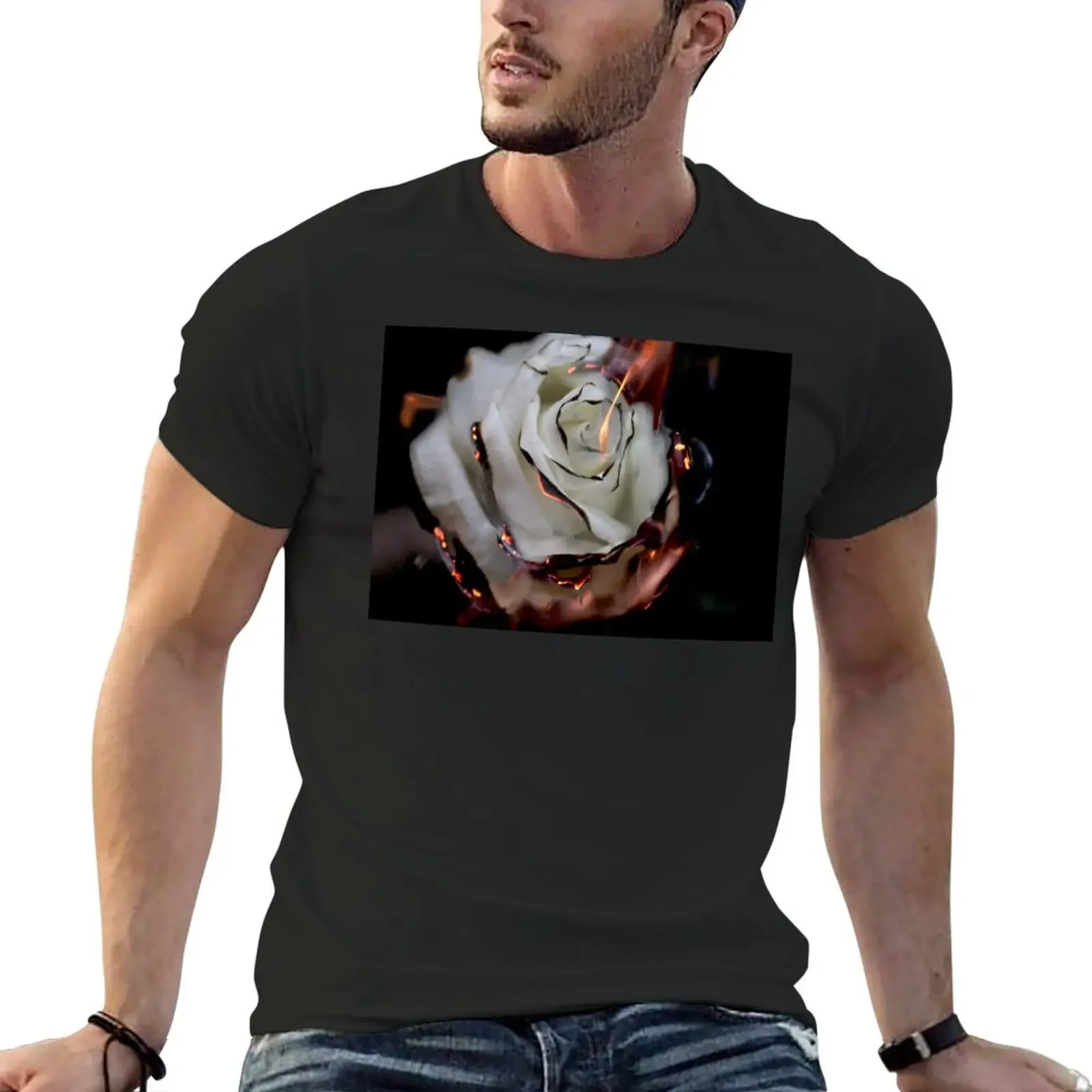 

Burning Rose T-Shirt boys whites oversizeds vintage mens graphic t-shirts hip hop