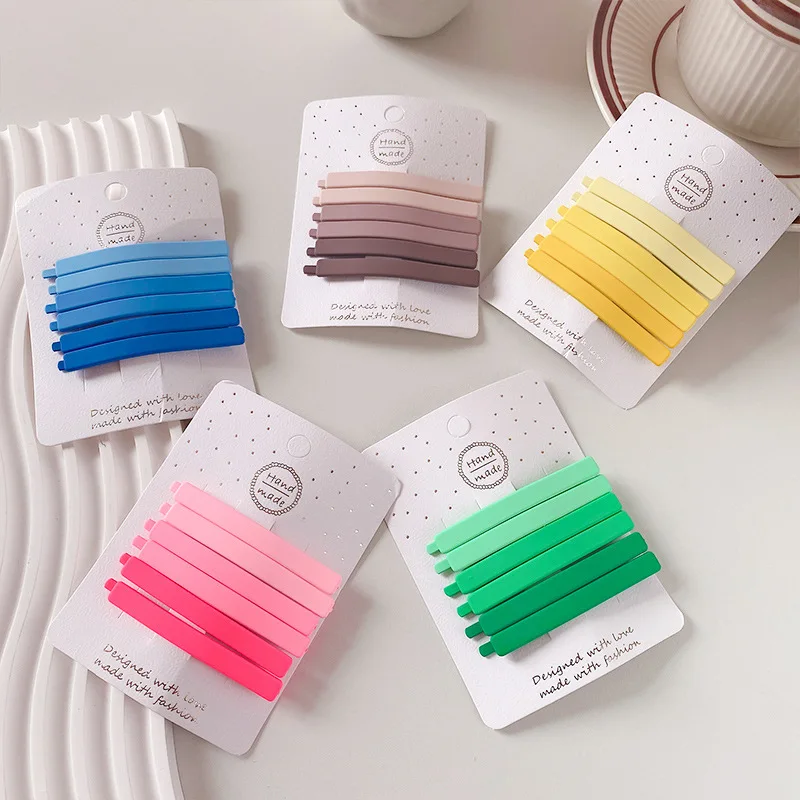 الكورية الحلو الفتيات الحلو دبوس الشعر التدرج اللون الصليب سلس الانفجارات الجانب كليب كسر مشبك شعر حافة كليب لون الحلوى أغطية الرأس