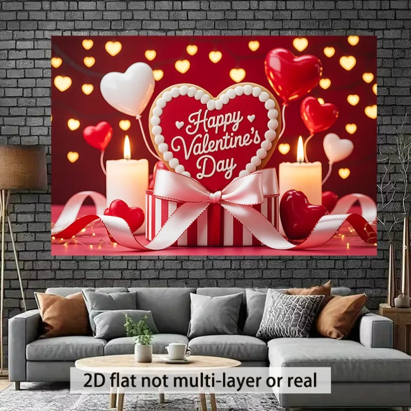 VIKAMA Valentinstagsgeschenk, Banner, Wandteppich, herzförmige Kekse und Ballon, kerzenlicht, romantische Festivaldekoration