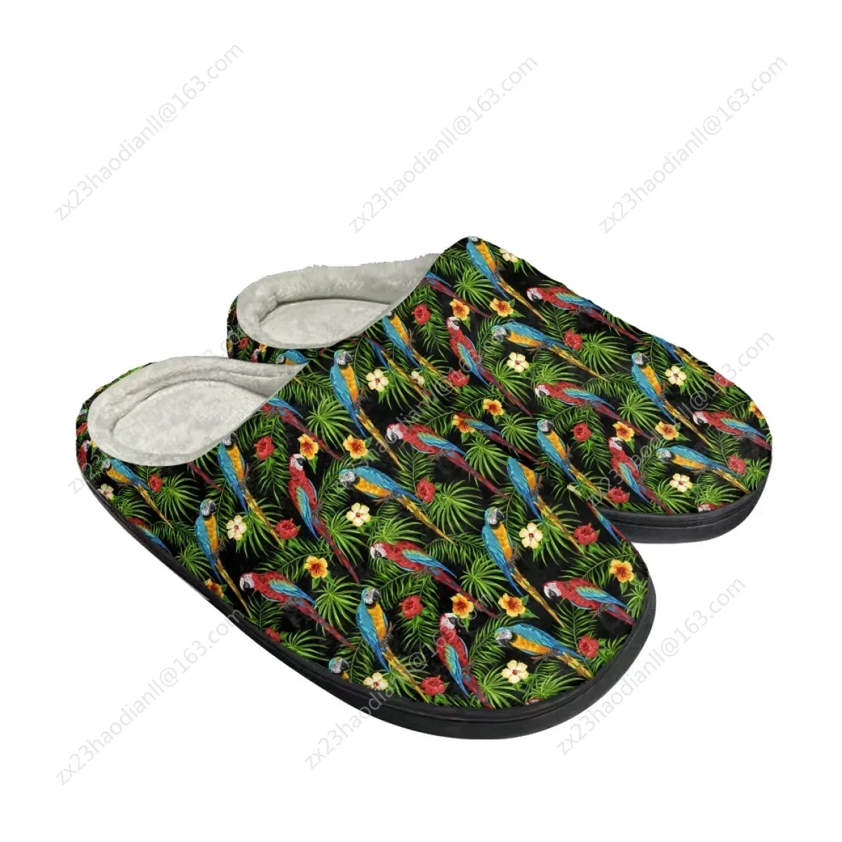 Tropical Parrot Pattern Autumu Winter Home Footwear Casual Non-slip Warm Slippers Dropshipping Comfortable Cotton Shoes for Lady