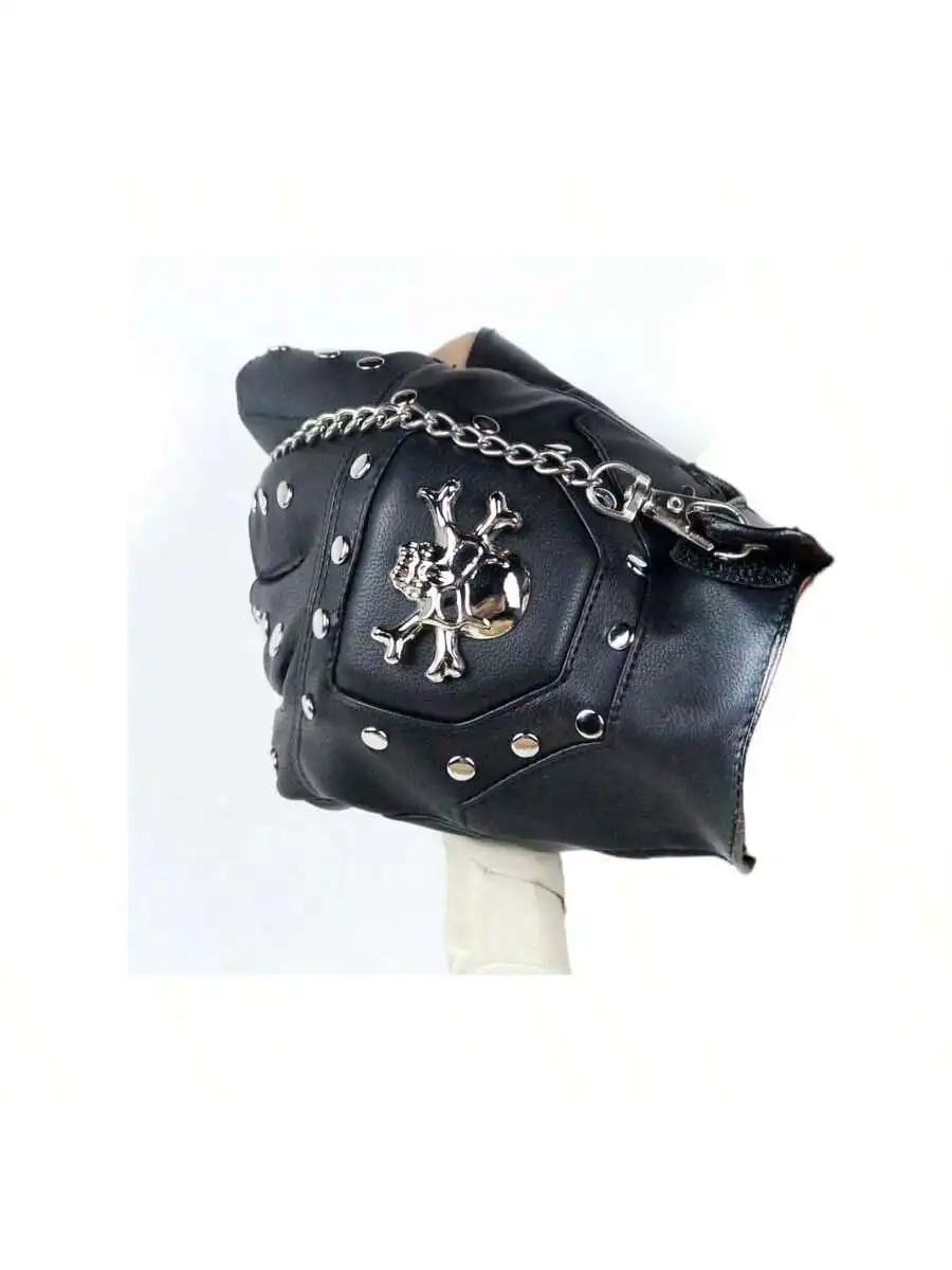 Skulls Rivet PU Leather Fingerless Gloves Men Women Fashion Hip Hop Women\'s Chain Punk Gloves Half Finger Men\'s Gloves