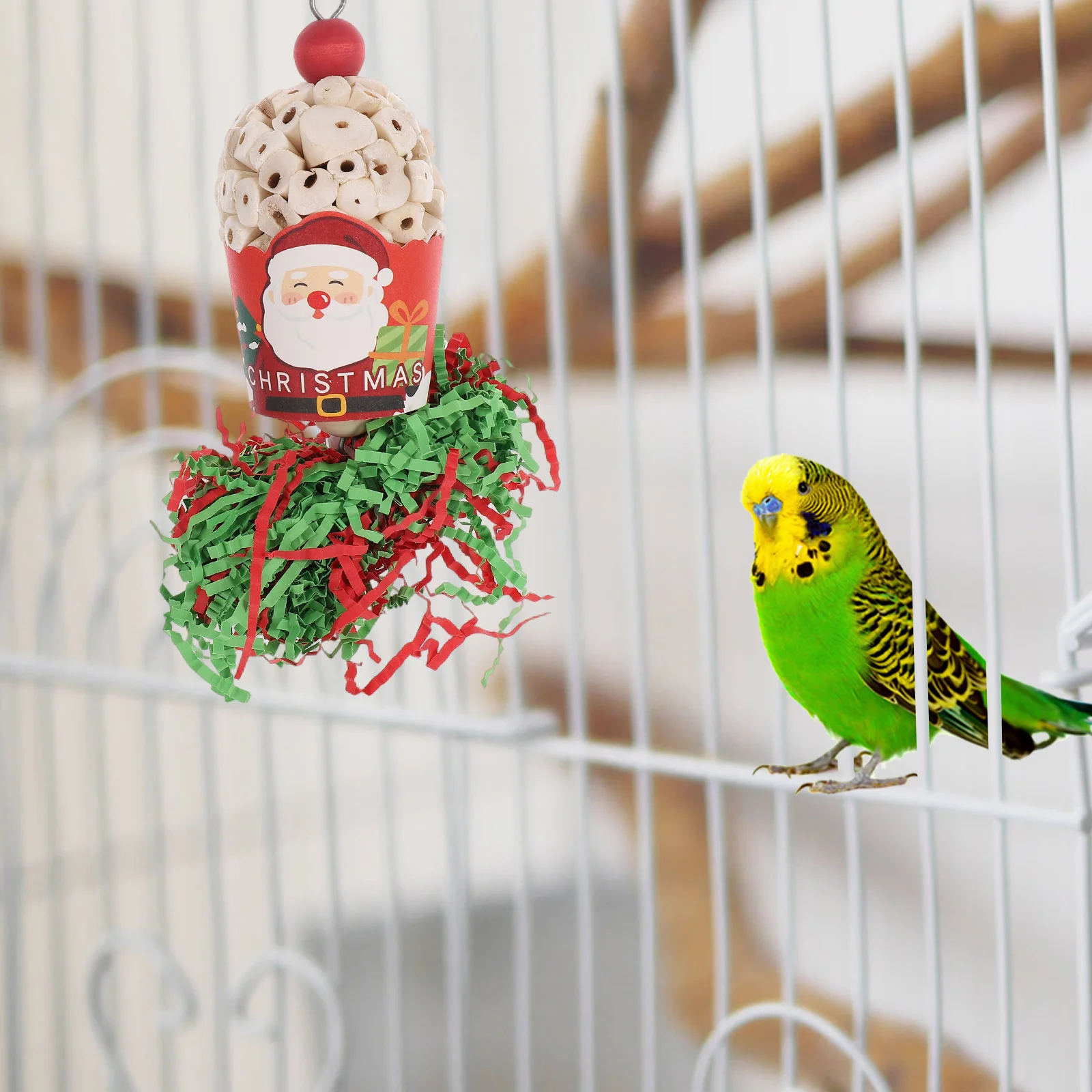 

Christmas Parrot Cage Hanging Chewing Plaything Durable Wear-Resistant Bite-Resistant Suspended Bird Chew Accessory