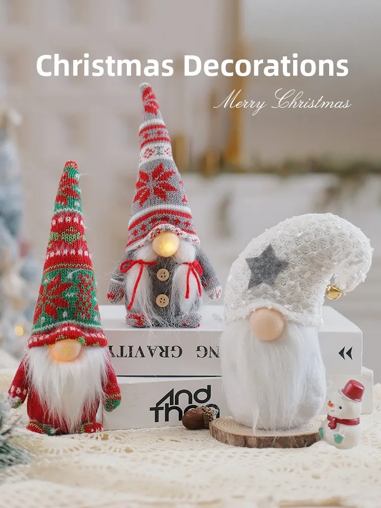 

New Christmas Decoration Knitted Non-woven Standing Faceless Santa Claus Doll Creative Ornament Festive Cultural Supplies