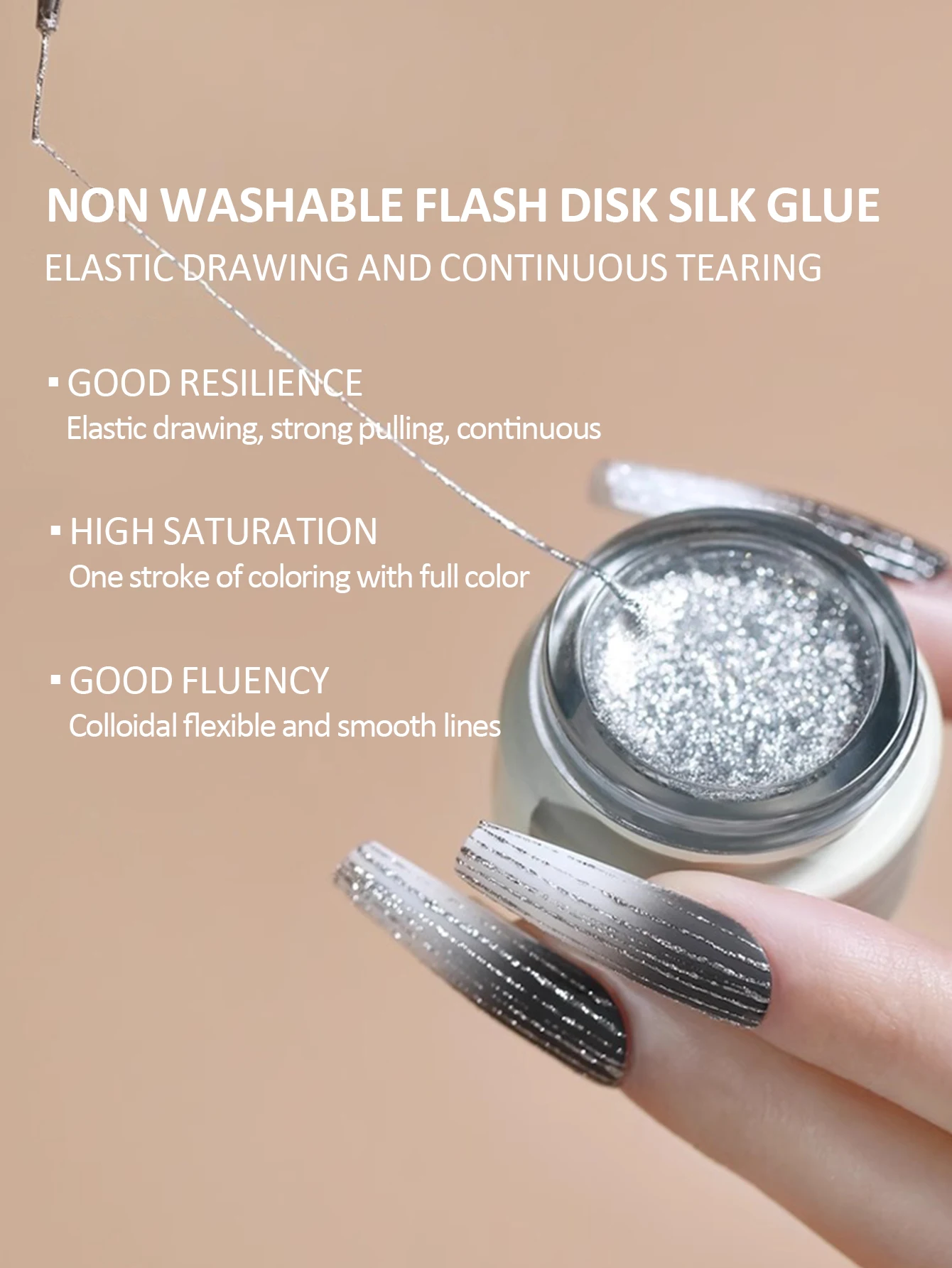 8g Explosion Flash Elastic Wiredrawing Gel Nail Polish Finish Holographic Highlight Soak Off UV LED DIY Home Nail Salon Varnish