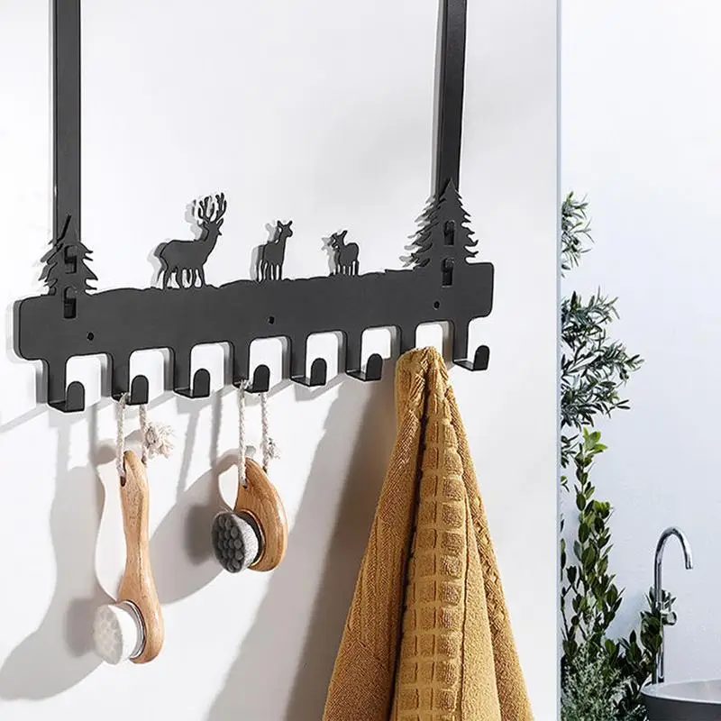 

Over The Door Hooks Wall Mount Coat Rack With 8 Hooks Elk Christmas Tree Towel Rack Removable For Entryway Living Room Bedroom