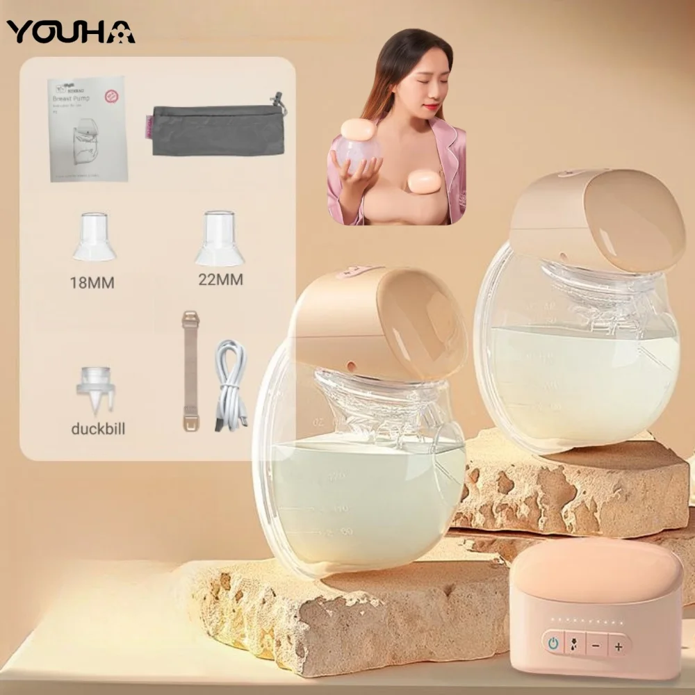 YOUHA Wearable Electric Breast Pump Machine Handsfree BPA Free Effective Emptying Breast Low Noise Breast Milk Extractor BB-P1