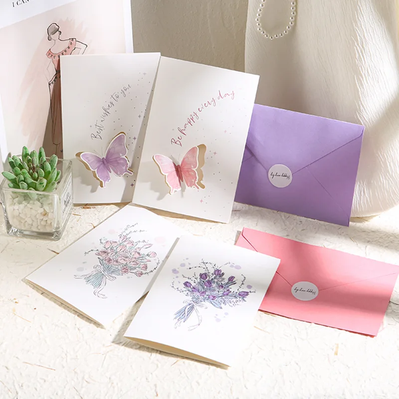 

New hollowed out butterfly greeting card, Teacher's Day, Valentine's Day, thank you and blessings, birthday card with envelope