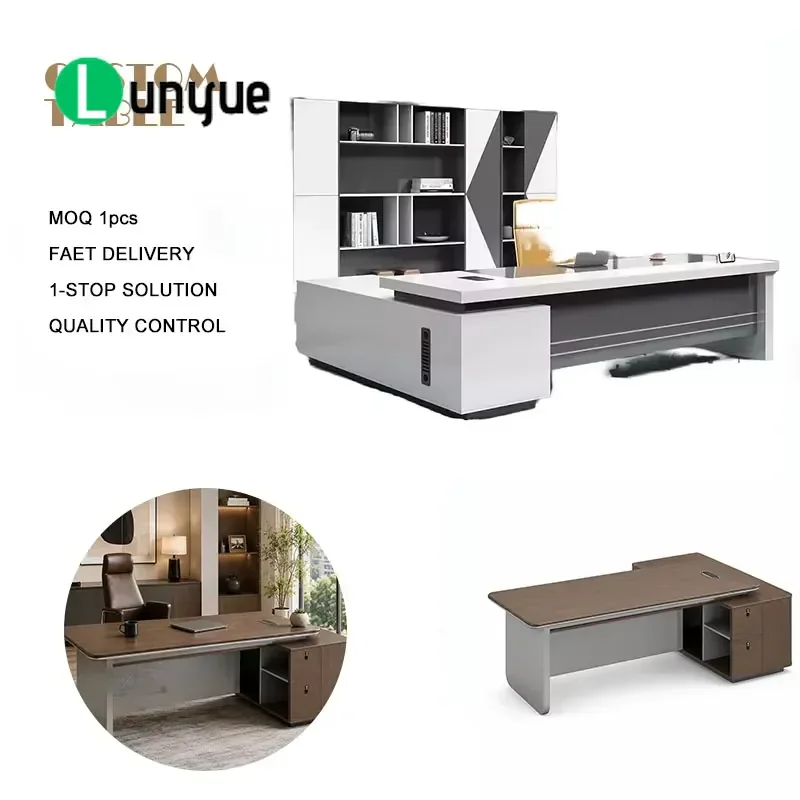 Modern Executive Desk with Drawers for Senior Manager High End Corporate Office Furniture Deluxe Computer Workstation CEO