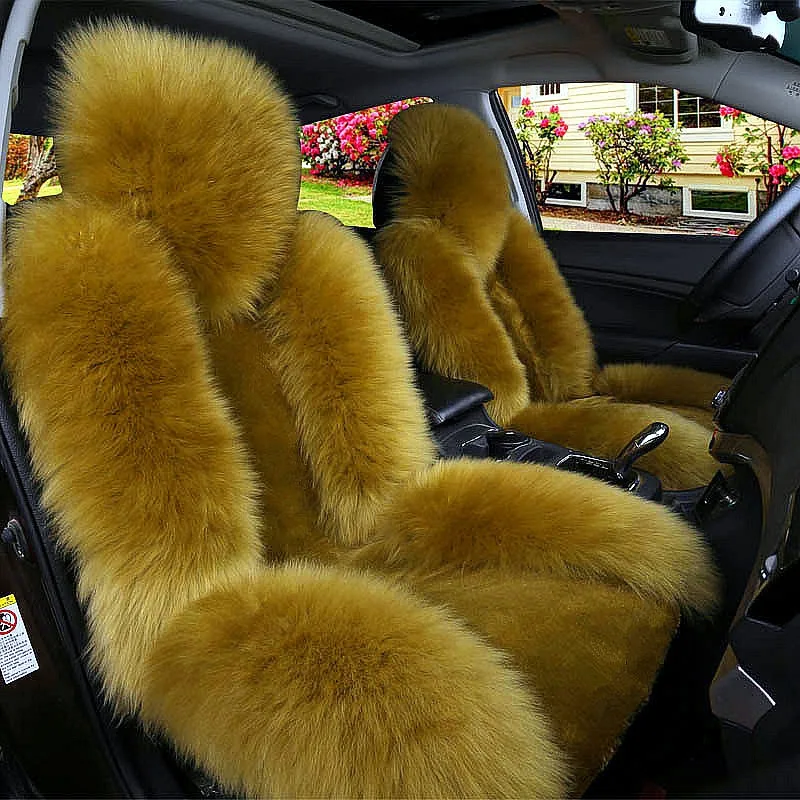 

Universal Car Winter Wool Warm Front Seat Cover Luxury High Quality Australian Fur Seat Cushion Auto Interior Accessories