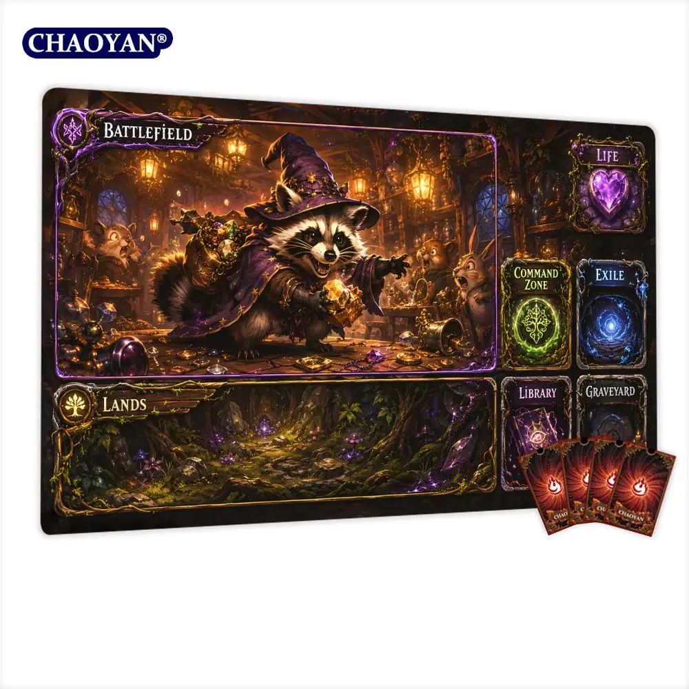 Игровой коврик Magic: The Gathering Raccoon's Treasure, нескользящий, прочный, 35x60 см, для командных игр, для TCG-карт