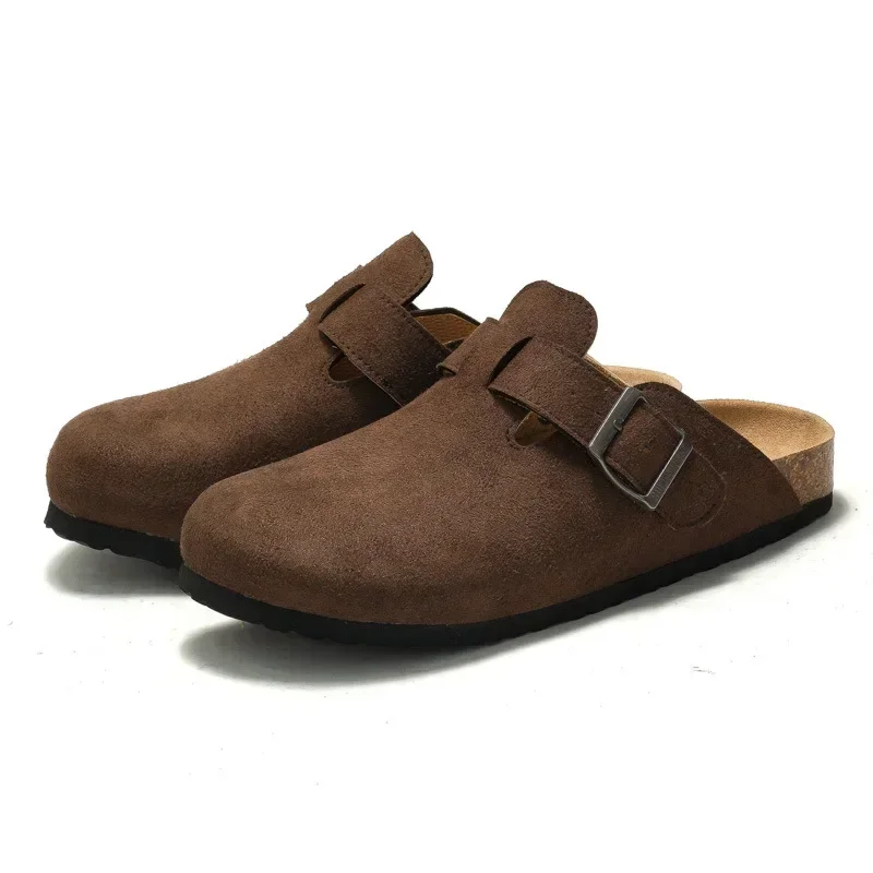 Classic Closed Toe Mule Slippers for Men with Cork Birken Stock Shoes Boston Clogs Cork Slides Mens Suede Beach Slippers Man