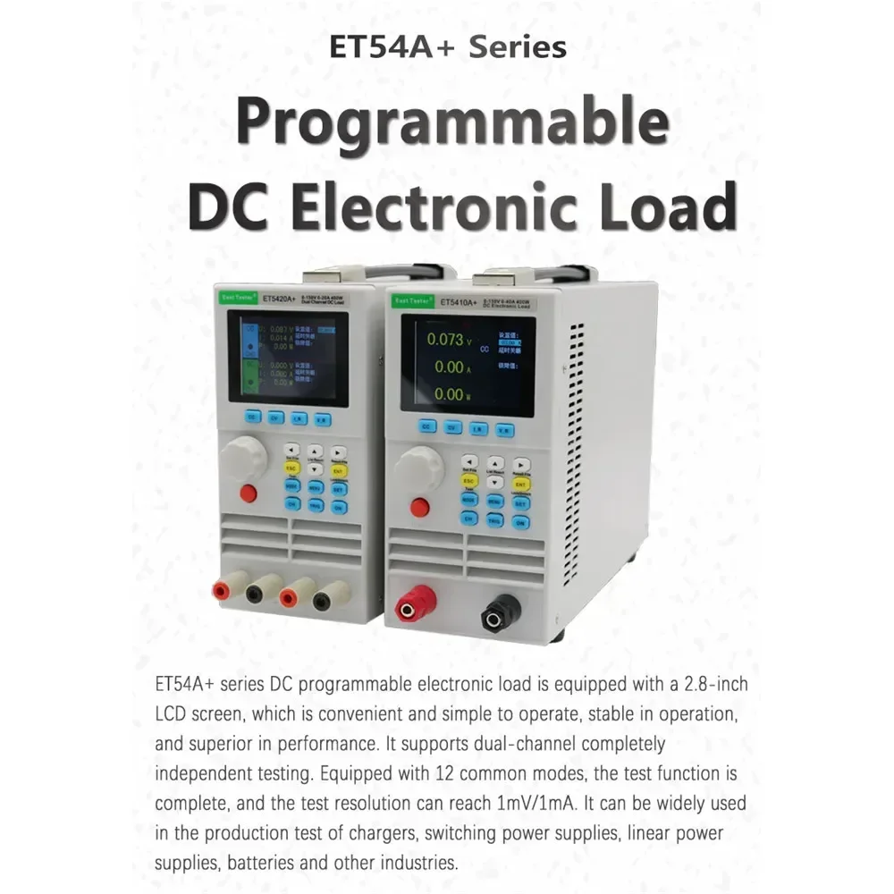 ET5420A+ Dwukanałowy programowalny cyfrowy obciążenie elektroniczne DC Profesjonalny tester pojemności akumulatora Monitor akumulatora