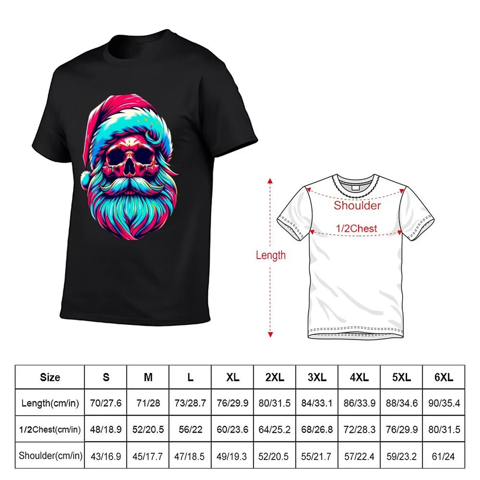 Camiseta con calavera de Papá Noel, camisas holgadas de gran tamaño, camisetas gráficas para hombre