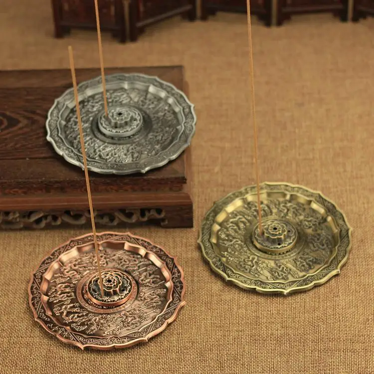 Tantric Cherry Blossom All Copper Antique Incense Burner, Living Room Sandalwood Incense Plate, Incense Burner Lighting Plate